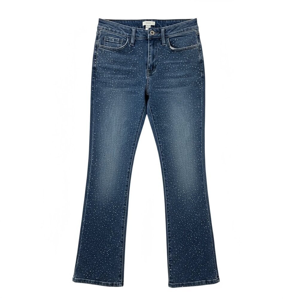 Forever 21 Sparkle Stud Jeans Size 29 Stretch Bootcut Flare Blue Disco Club